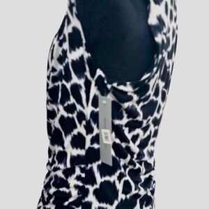 Classiques Entier Black and White Ruched Sleeveless Blouse NWT